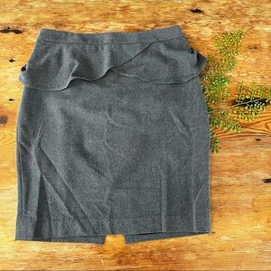 Charcoal Gray Pencil Skirt w/ Ruffle Waist
